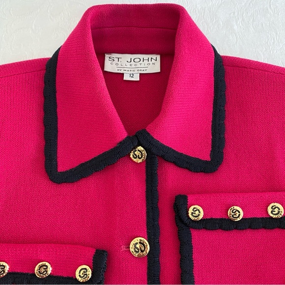 St. John Jackets & Blazers - St. John Pink black trim button down Jacket
